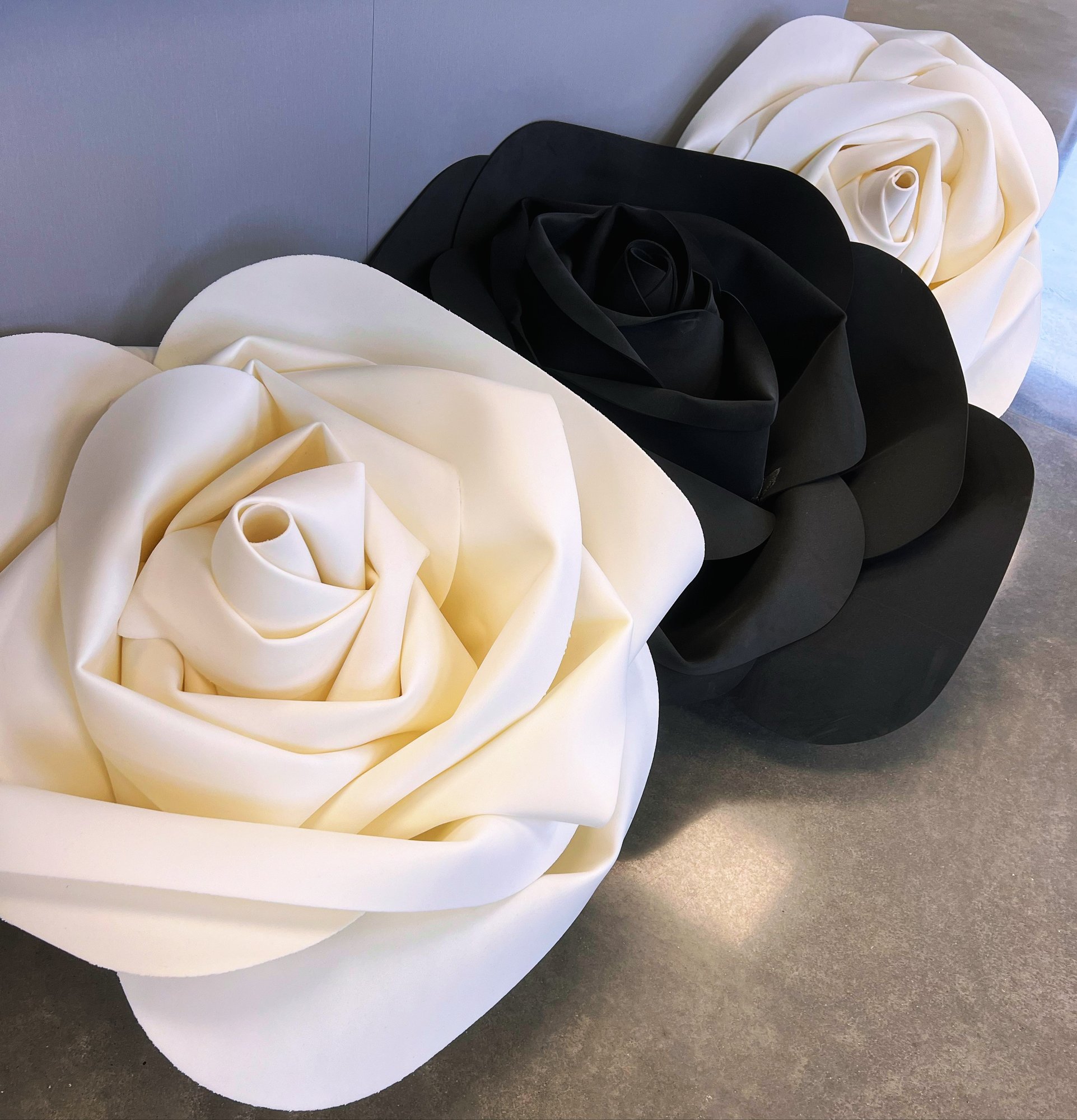 Large Foam Roses black and white foam